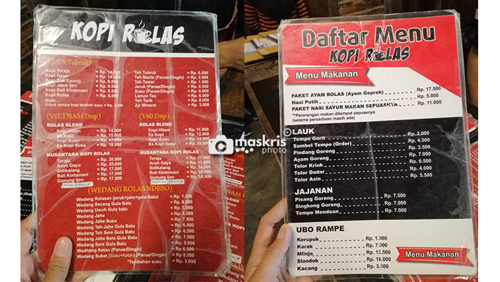 Daftar Menu Kopi Rolas