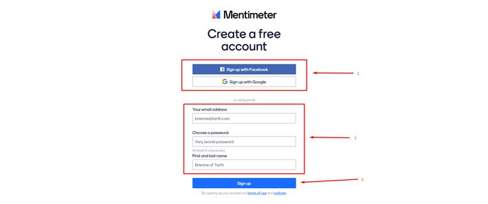 Form pendaftaran akun Mentimeter (2)